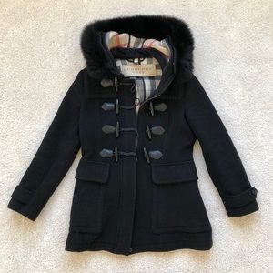 Burberry Brit Fur trim Hooded Duffle Coat